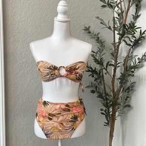 Tropical Floral Printed Two Piece Swim Set by Time and Tru Size Small 4/6 NWT